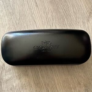 Coach Black Leather Hard Shell Eyewear Glasses Case with Cleaning Cloth